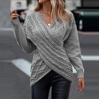 Maglione Donna a Portafoglio con Maglia a Trecce