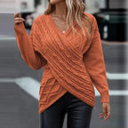 Maglione Donna a Portafoglio con Maglia a Trecce