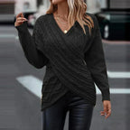 Maglione Donna a Portafoglio con Maglia a Trecce