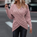 Maglione Donna a Portafoglio con Maglia a Trecce