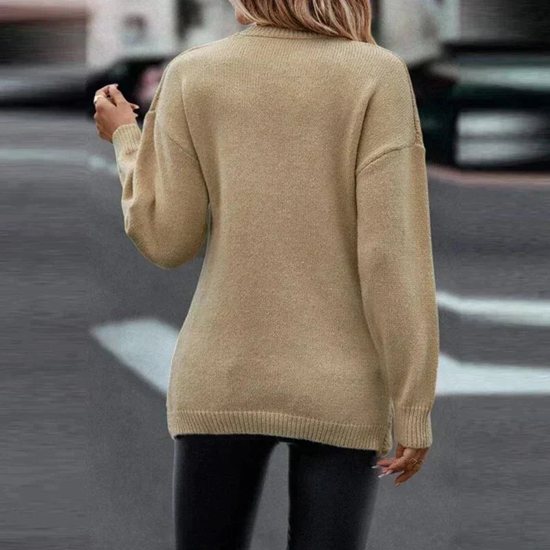 Maglione Donna a Portafoglio con Maglia a Trecce