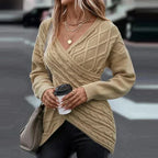 Maglione Donna a Portafoglio con Maglia a Trecce
