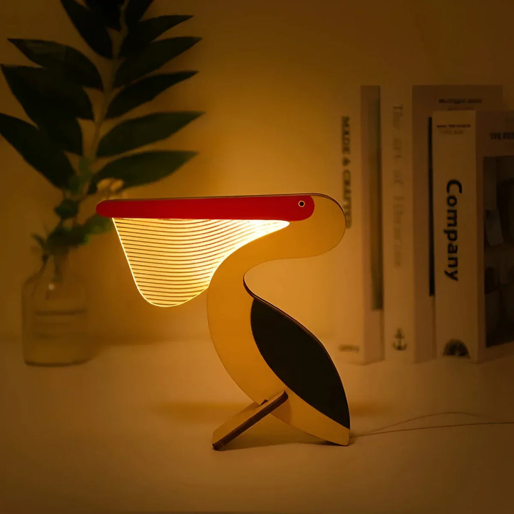 WildGlow Lampada da Tavolo in Legno Animali