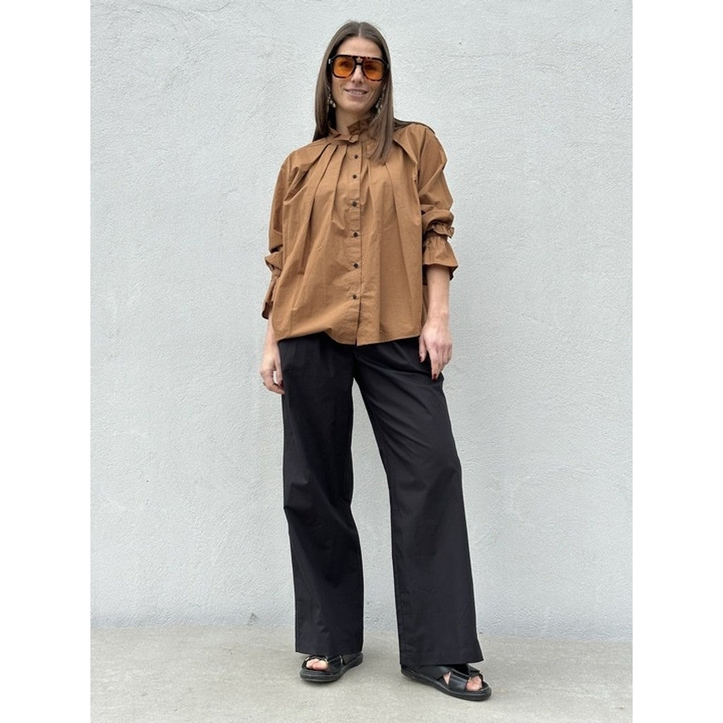 Poplin Bukser Dame Bred Silhuet Komfortstil