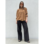 Pantaloni Poplin Donna Silhouette Ampia Stile Comfort