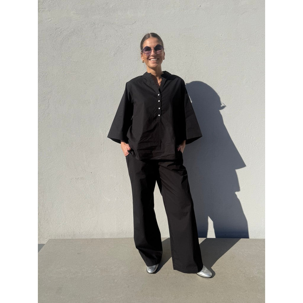 Pantaloni Poplin Donna Silhouette Ampia Stile Comfort