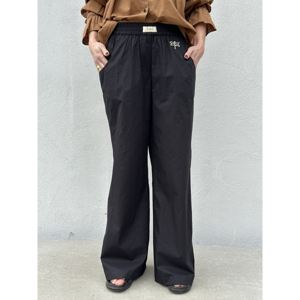 Poplin Bukser Dame Bred Silhuet Komfortstil