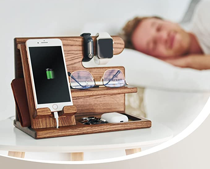 Docking Station per Telefono in Legno | Ideale organizzatore per i tuoi gadget