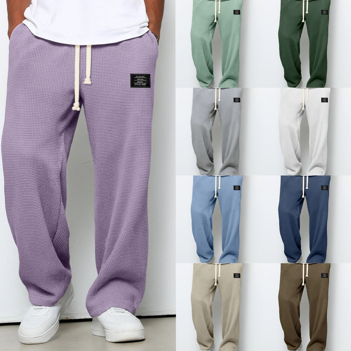 Pantalones de hombre de corte relajado con cintura ajustable