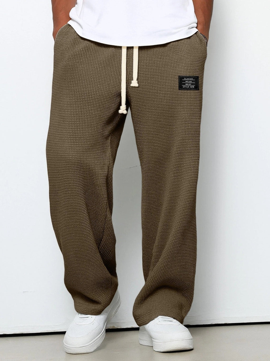 Pantalones de hombre de corte relajado con cintura ajustable