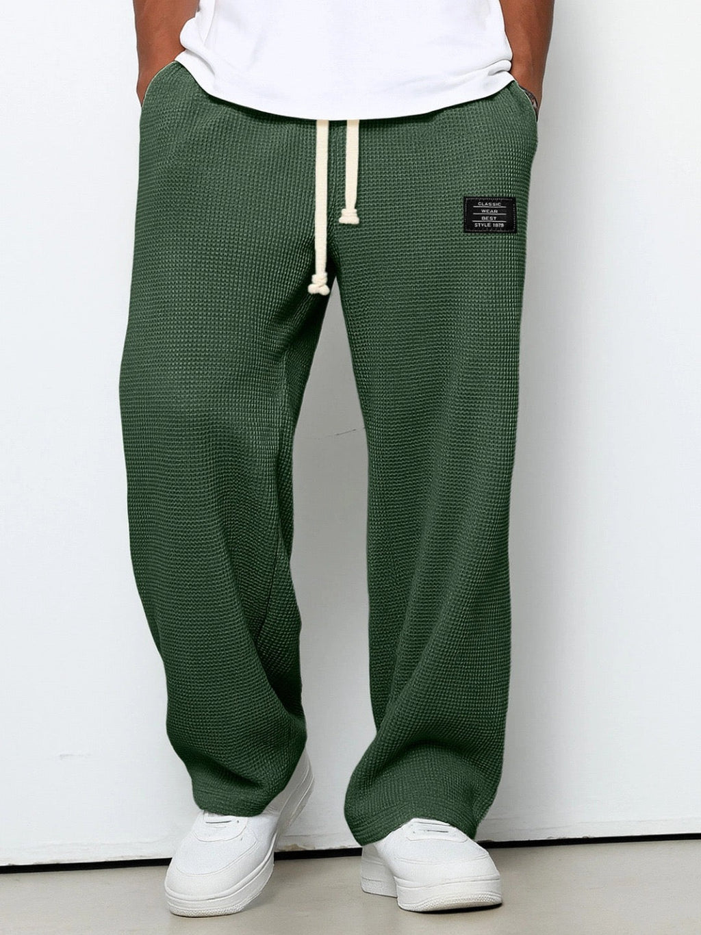 Pantalones de hombre de corte relajado con cintura ajustable