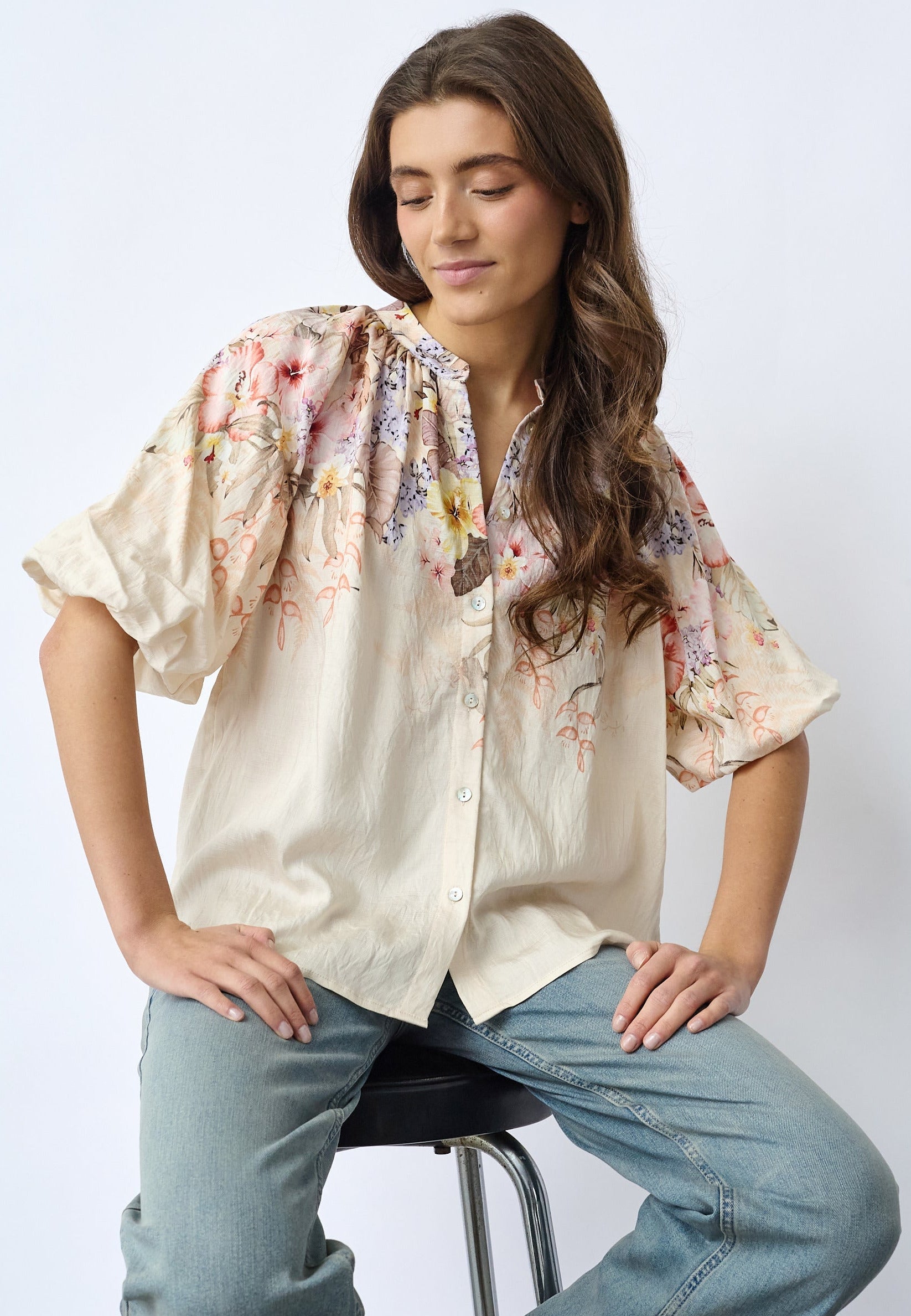 Elice Top med Blomsterprint
