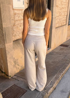 ANFINITE Low Waist Hørbukser med Feminint Snit