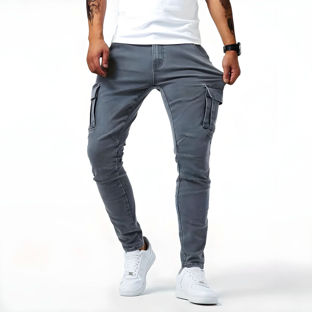 Vaqueros cargo de hombre de denim elástico