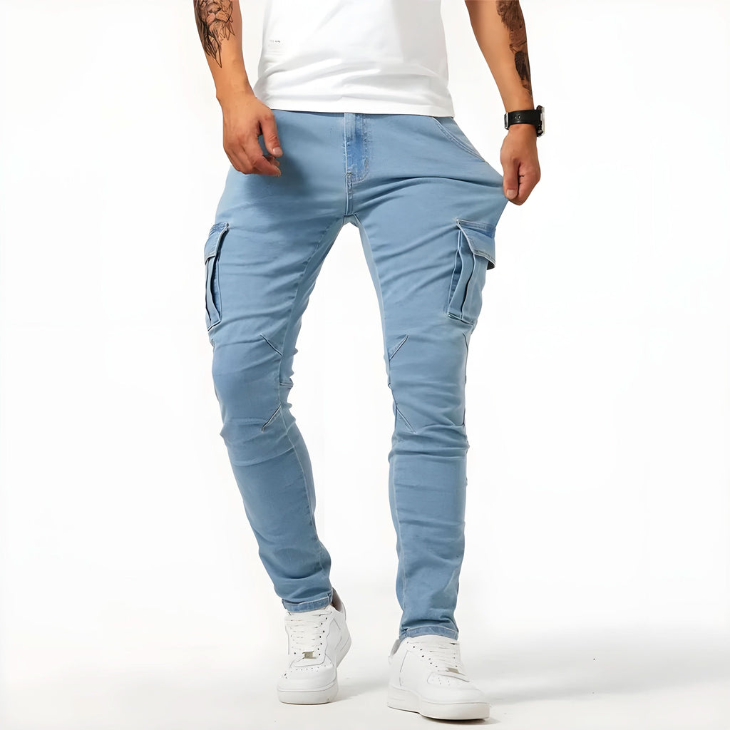 Vaqueros cargo de hombre de denim elástico