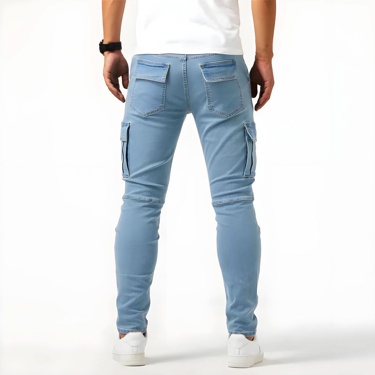 Vaqueros cargo de hombre de denim elástico