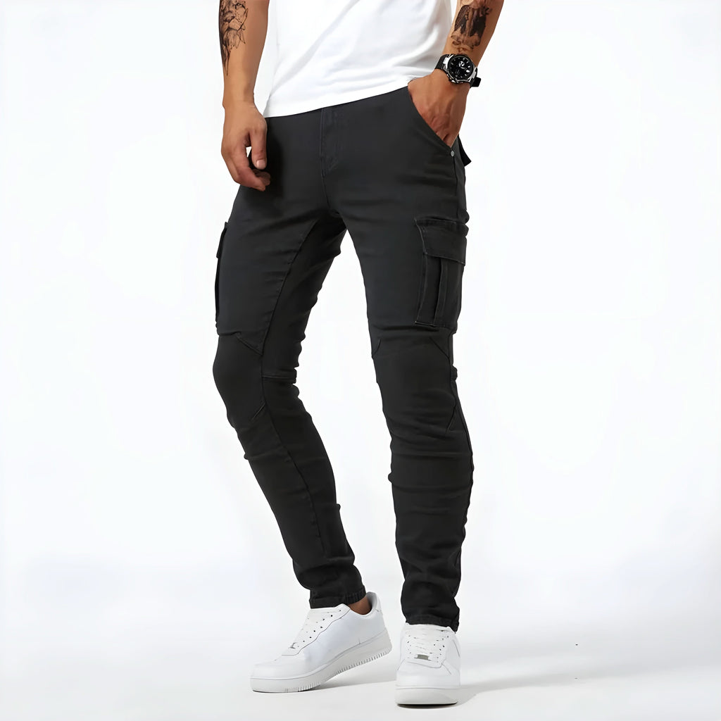Vaqueros cargo de hombre de denim elástico