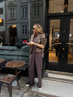 Pantaloni da Donna a Vita Alta con Gamba Larga Stile Elegante