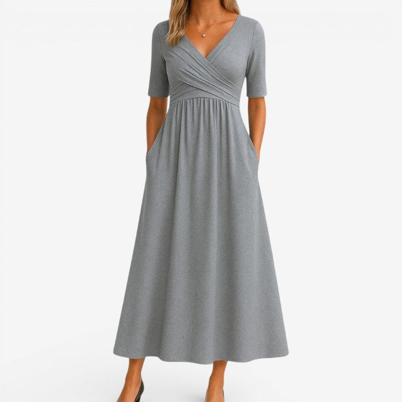 Abito Midi da Donna ANFINITE con Scollo a V e Tasche Laterali