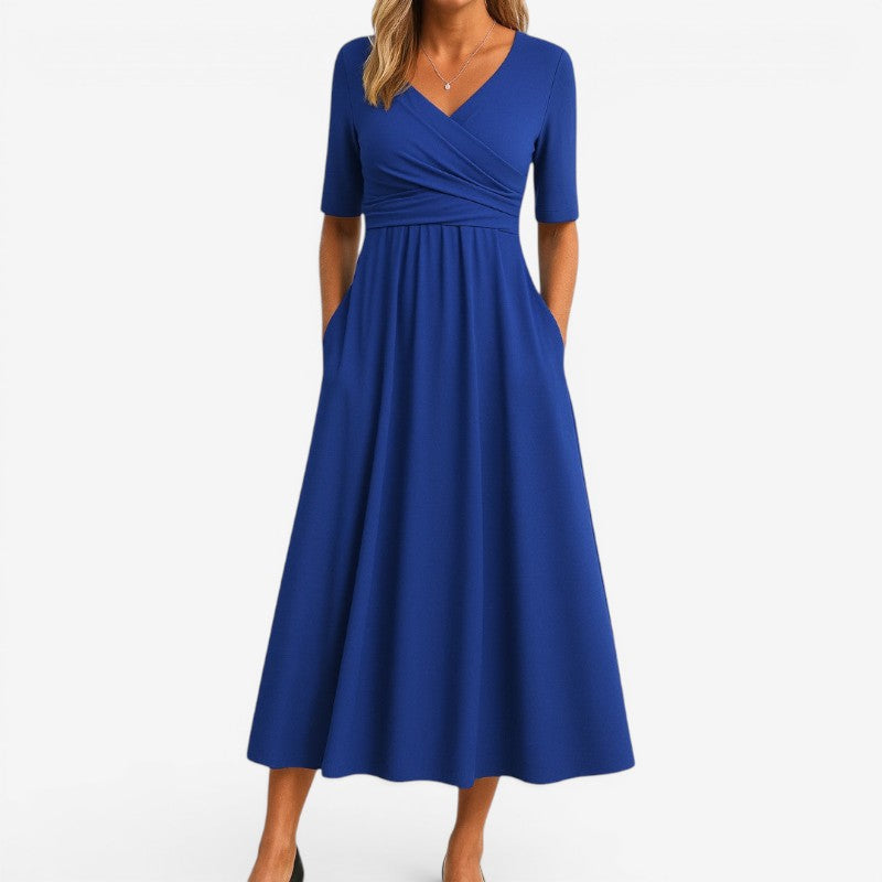 Abito Midi da Donna ANFINITE con Scollo a V e Tasche Laterali