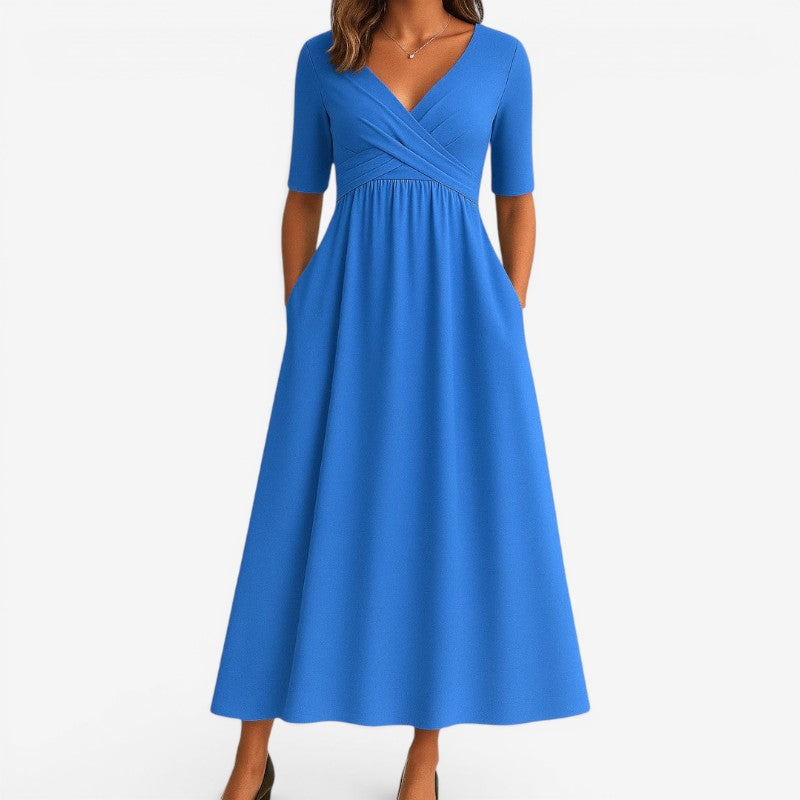 Abito Midi da Donna ANFINITE con Scollo a V e Tasche Laterali