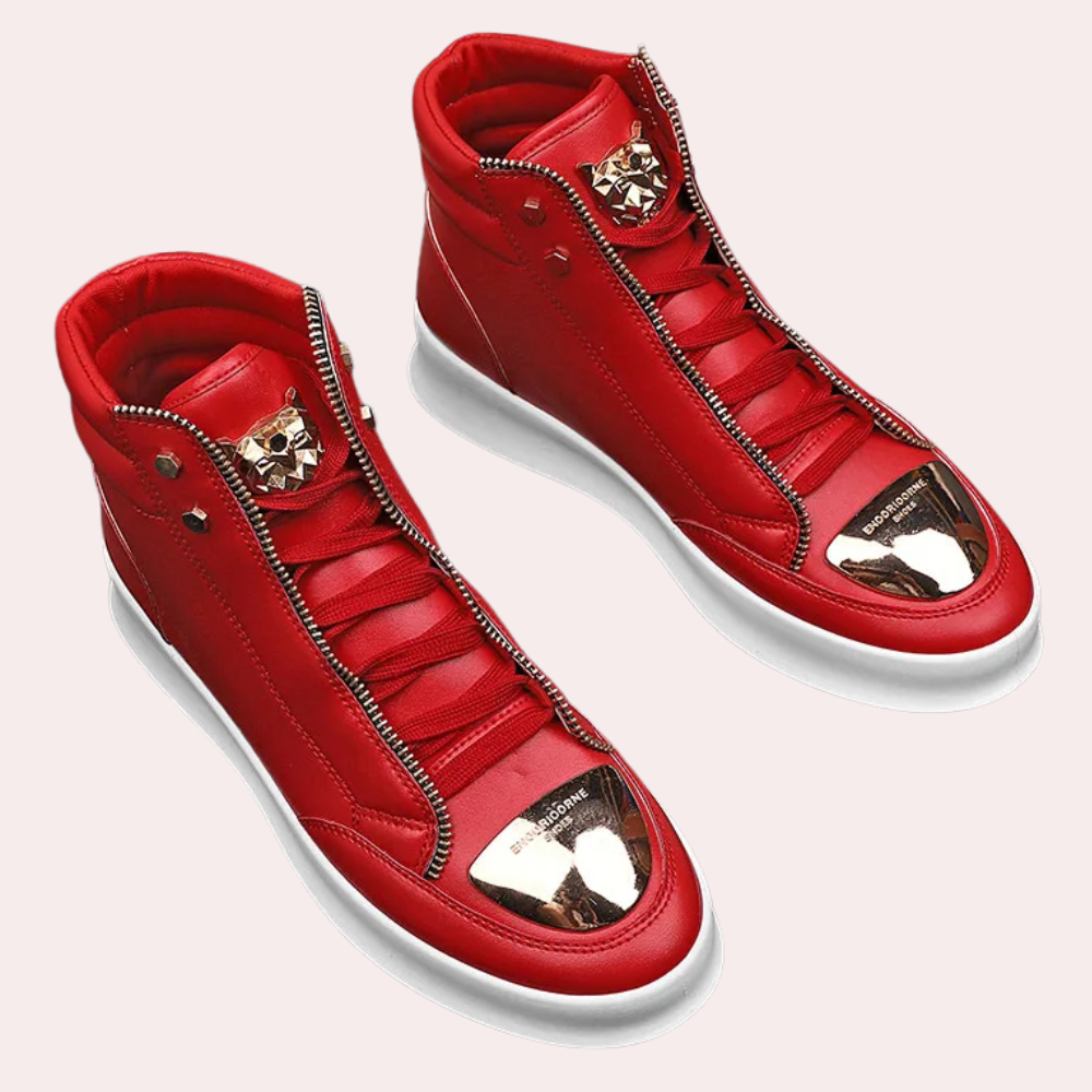 Sneakers Alte Uomo con Punta Metallizzata e Zip Laterale – Stile Streetwear Moderno