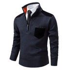 Pull homme en cachemire avec demi-zip et poche poitrine