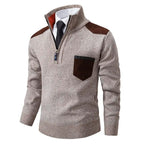 Pull homme en cachemire avec demi-zip et poche poitrine