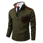 Pull homme en cachemire avec demi-zip et poche poitrine