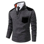 Pull homme en cachemire avec demi-zip et poche poitrine