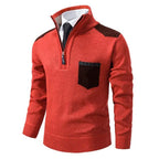 Pull homme en cachemire avec demi-zip et poche poitrine