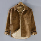 Chaqueta tipo camisa para hombre de pana - Sobrecamisa cálida con botones y bolsillos