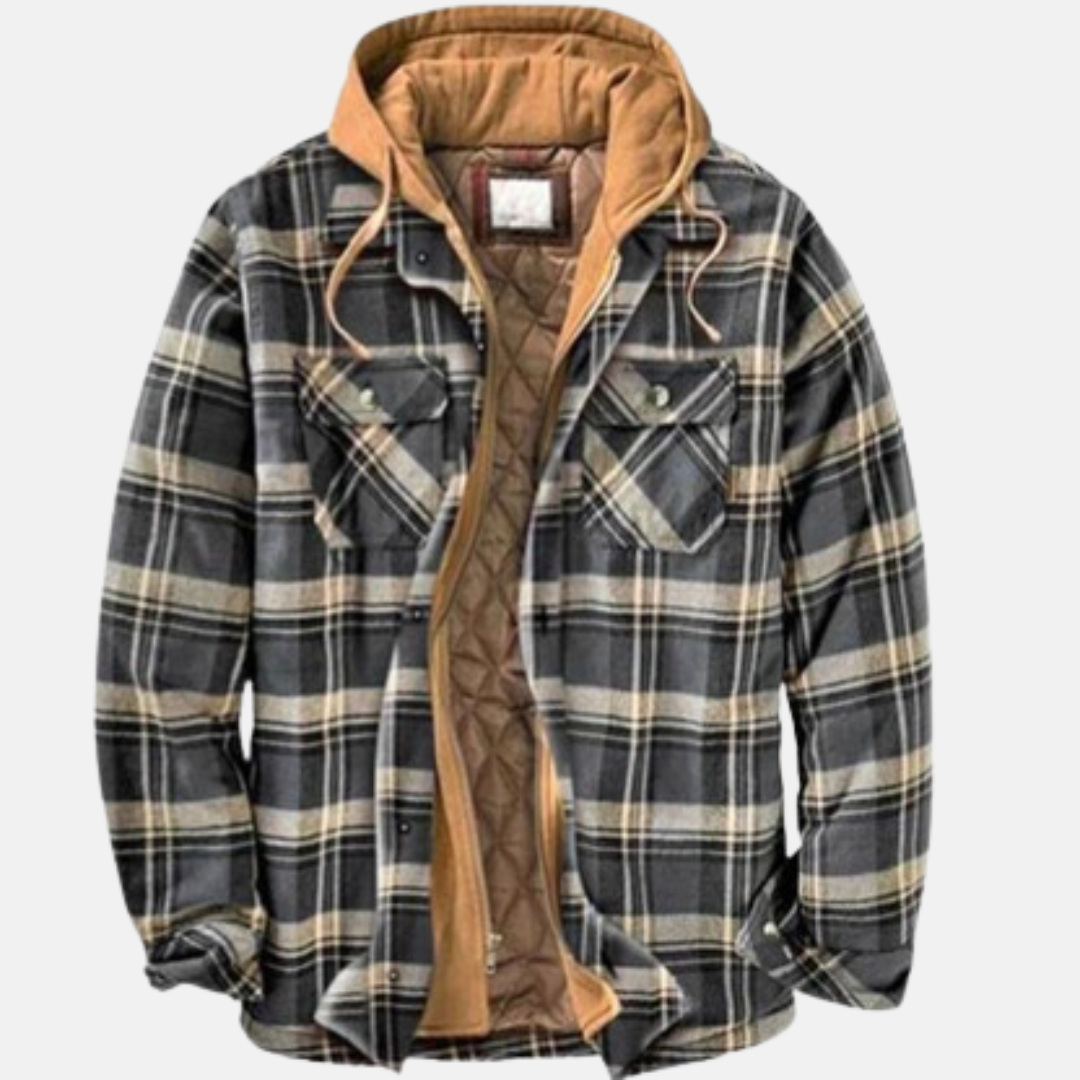 Giacca Camicia Uomo Trapuntata con Cappuccio e Stampa