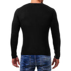 Maglione Uomo Slim Fit a Coste con Maniche Raglan Stampate – Stile Moderno e Raffinato