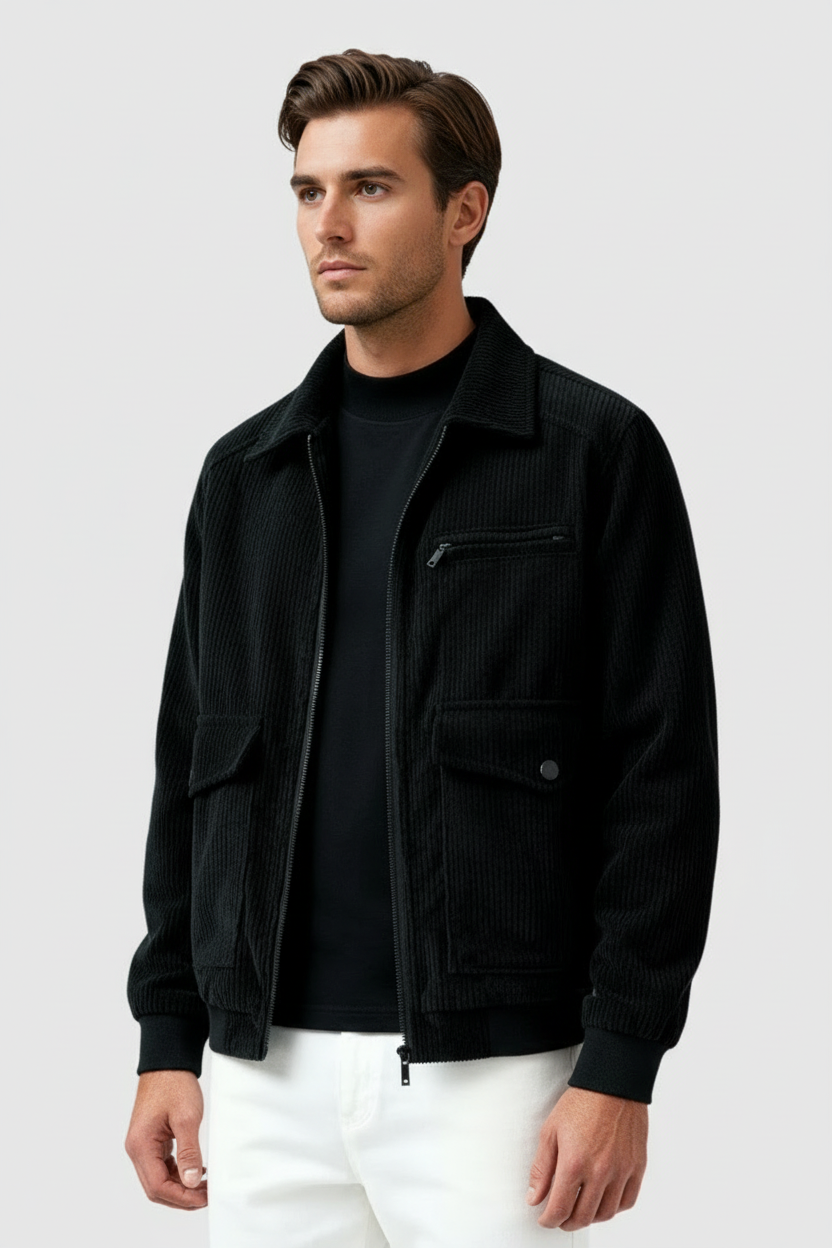 DIRK - Herrejakke i kulsort corduroy