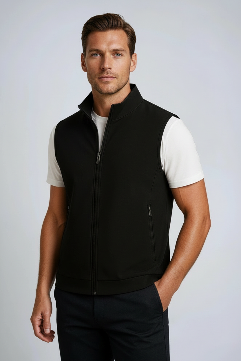 JENS - Casual herrevest med ståkrave i sort