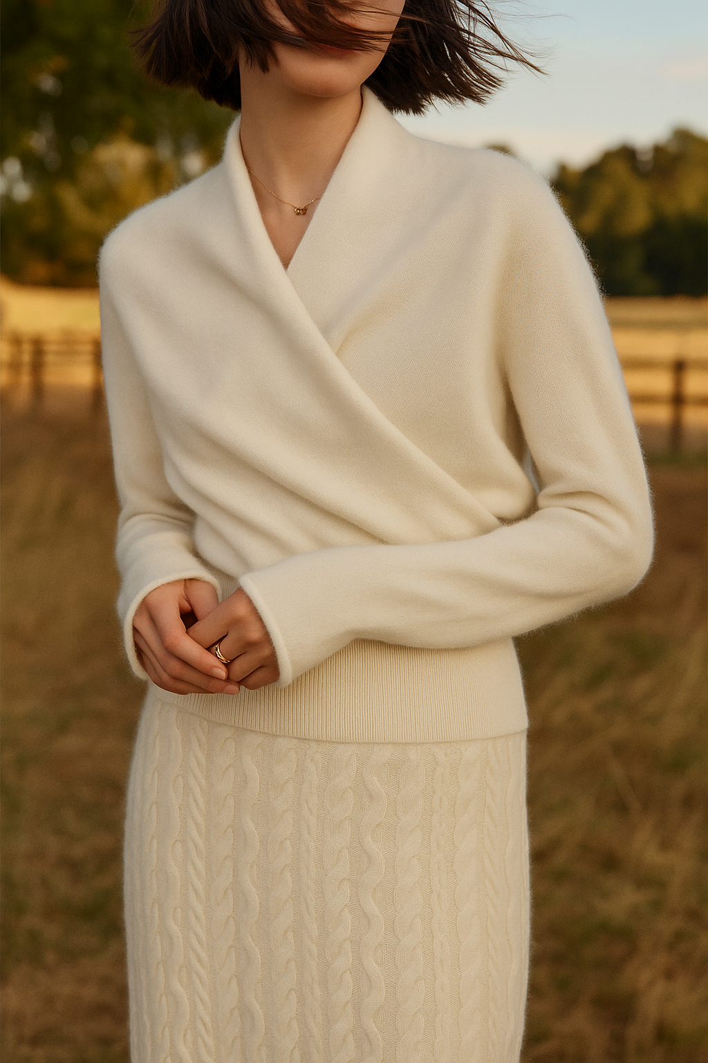Pull femme croisé sur le devant – Élégant, ajusté et à manches longues