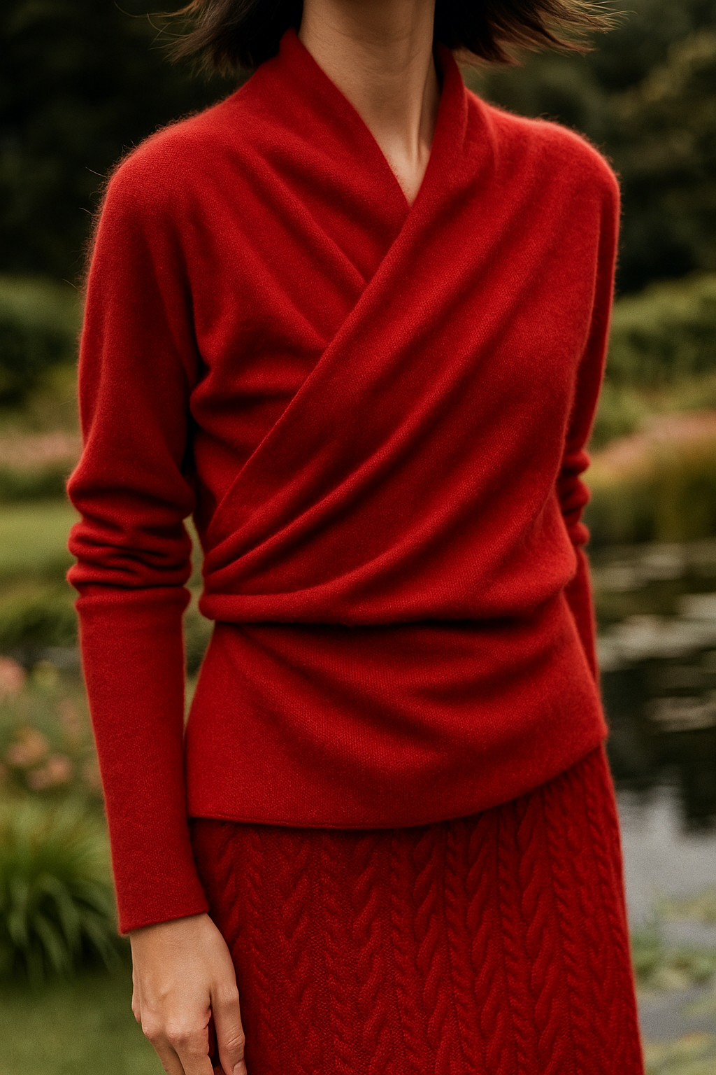 Pull femme croisé sur le devant – Élégant, ajusté et à manches longues