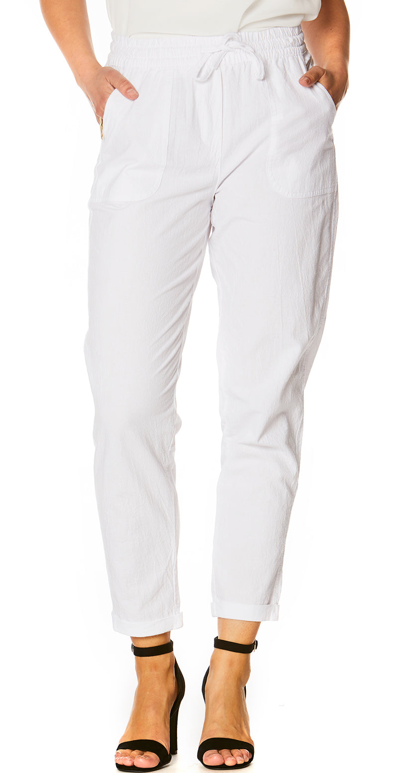 Pantaloni in Cotone con Cintura e Vestibilità Relax