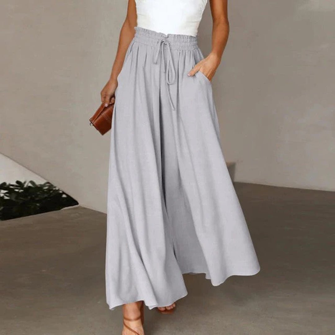 Pantaloni Palazzo Donna a Vita Alta con Gamba Ampia