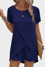 Completo Donna Camicia Pantaloni Corti Silhouette Elegante Comfort