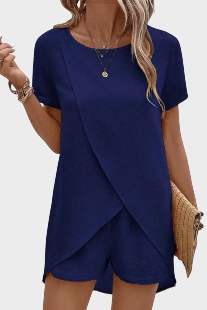 Completo Donna Camicia Pantaloni Corti Silhouette Elegante Comfort