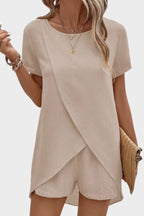 Completo Donna Camicia Pantaloni Corti Silhouette Elegante Comfort