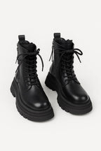 Botines de mujer con cordones y plataforma chunky – botas modernas con cremallera lateral y suela alta