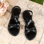 Sandales basses pour femme de style romain avec brides croisées