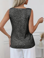 Top femme à paillettes et col en V