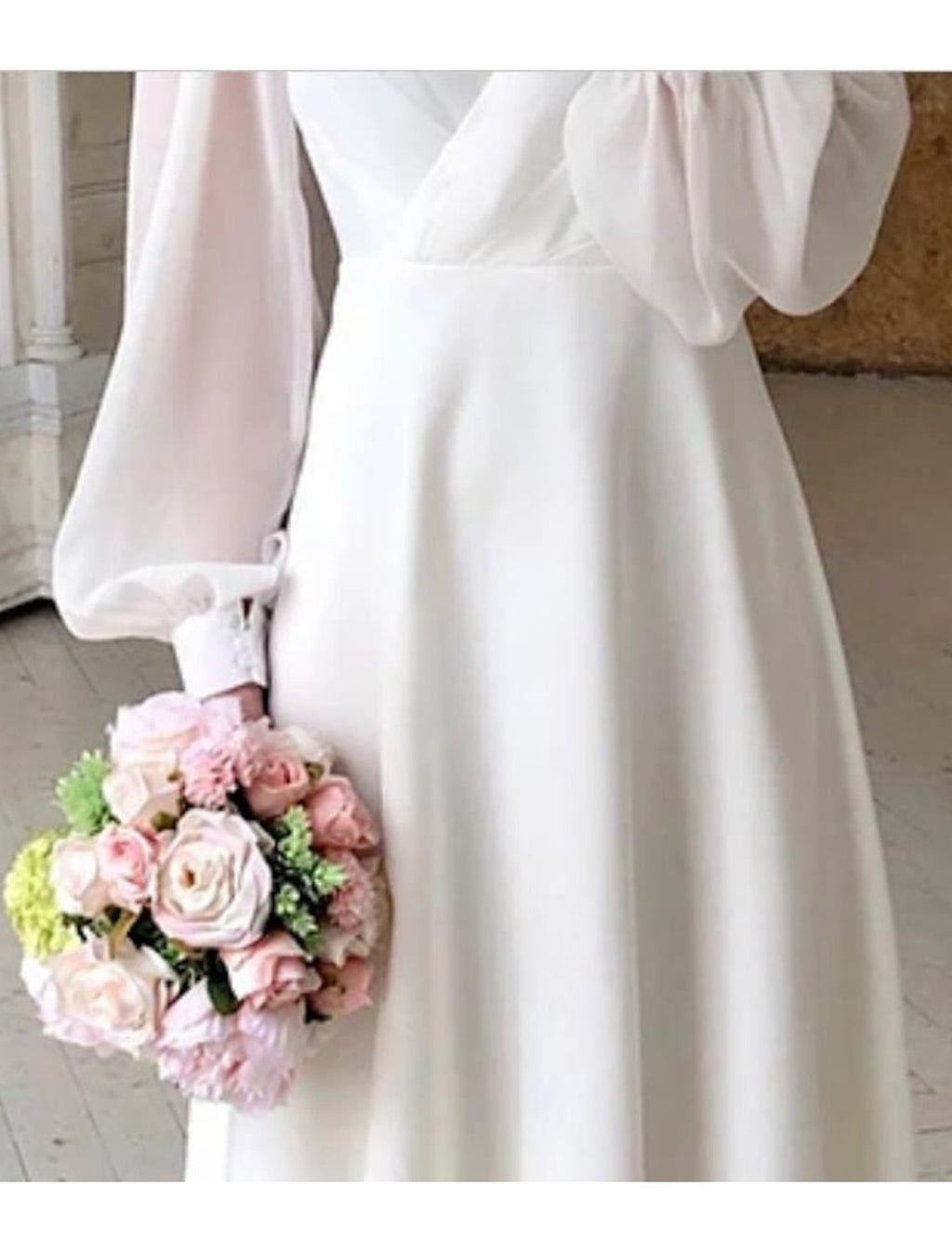 Abito da Sposa Donna Fluido a Maniche Lunghe ANFINITE
