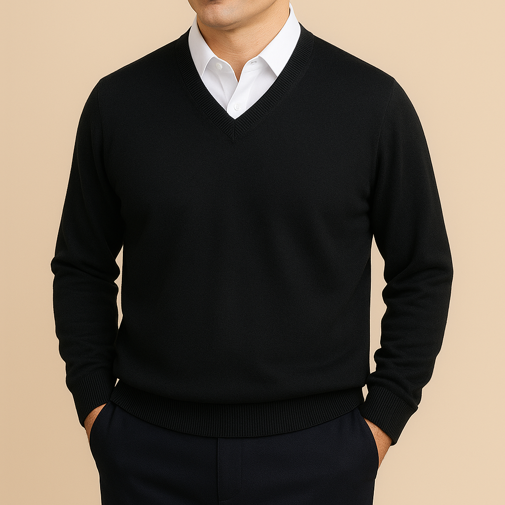 Maglione Uomo con Scollo a V – Eleganza Classica e Comfort Quotidiano