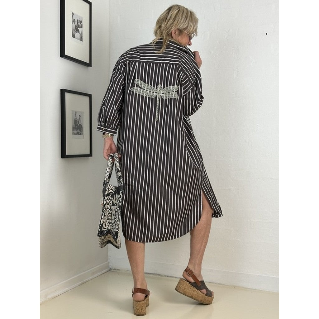 Abito Camicia Striato Silhouette Elegante Moderna