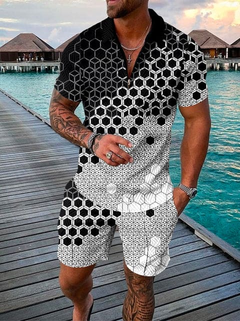 Conjunto casual de hombre con estampado colorido